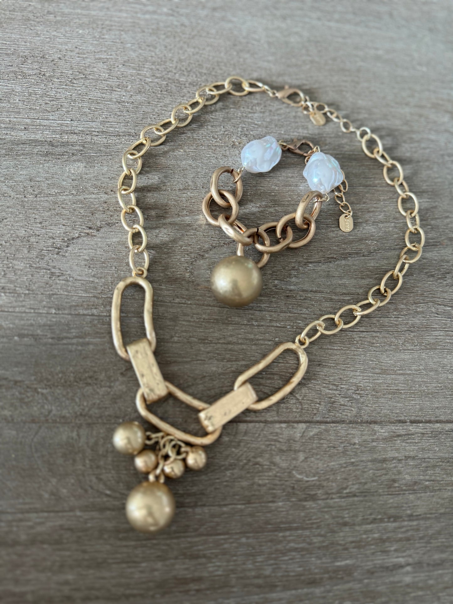 Chain With Pearls Hanging Ball Turkish Bracelet