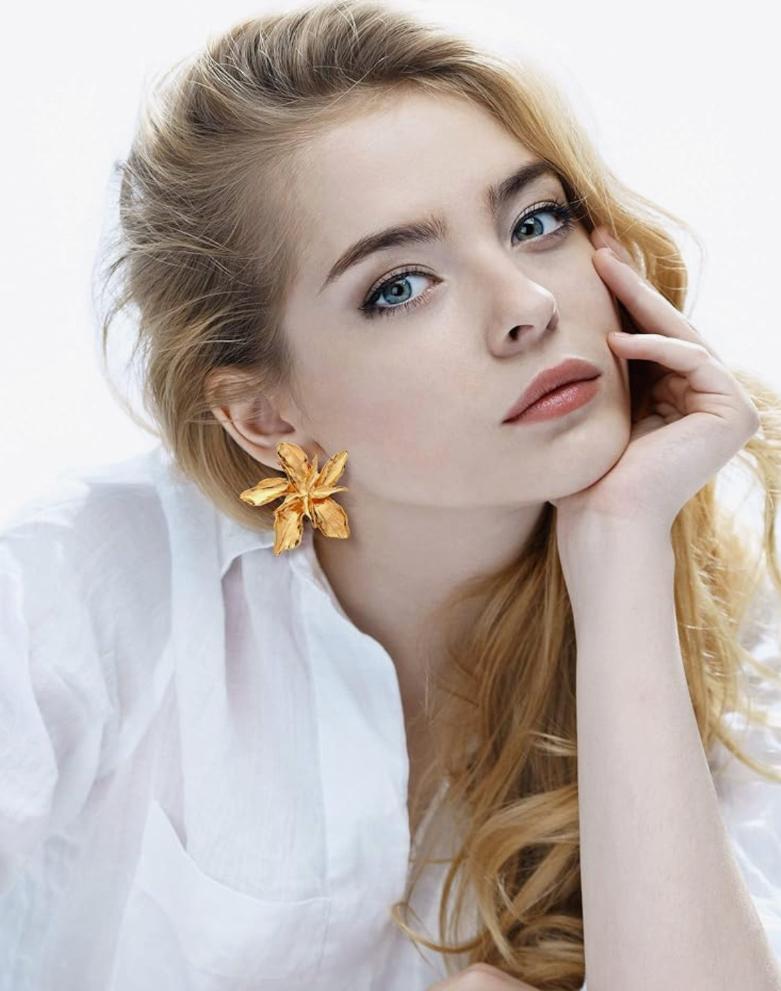 Floral Gold Statement Earrings
