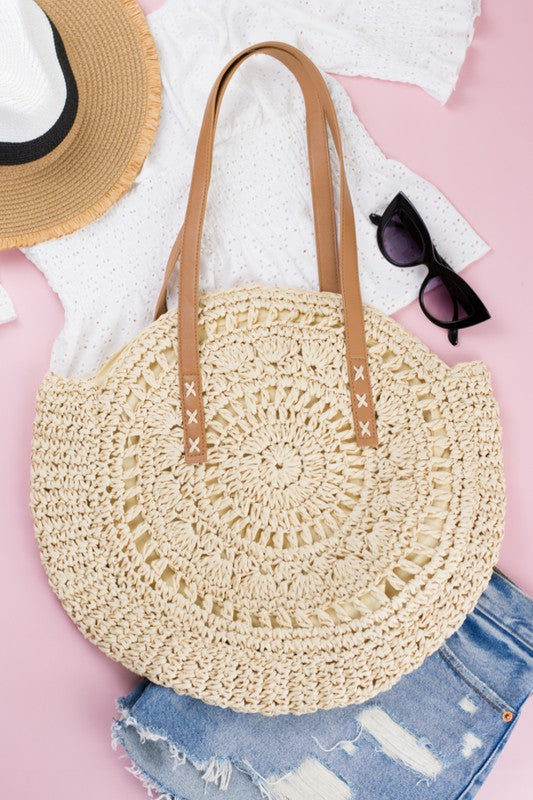 Straw Circle Tote (Pick Color)