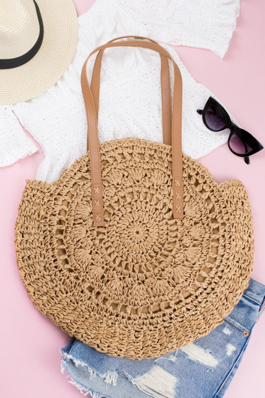 Straw Circle Tote (Pick Color)