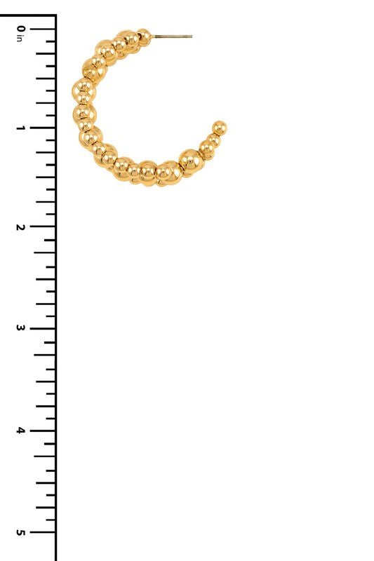 Three Lines Ball Hoop Earring (Pick Color)