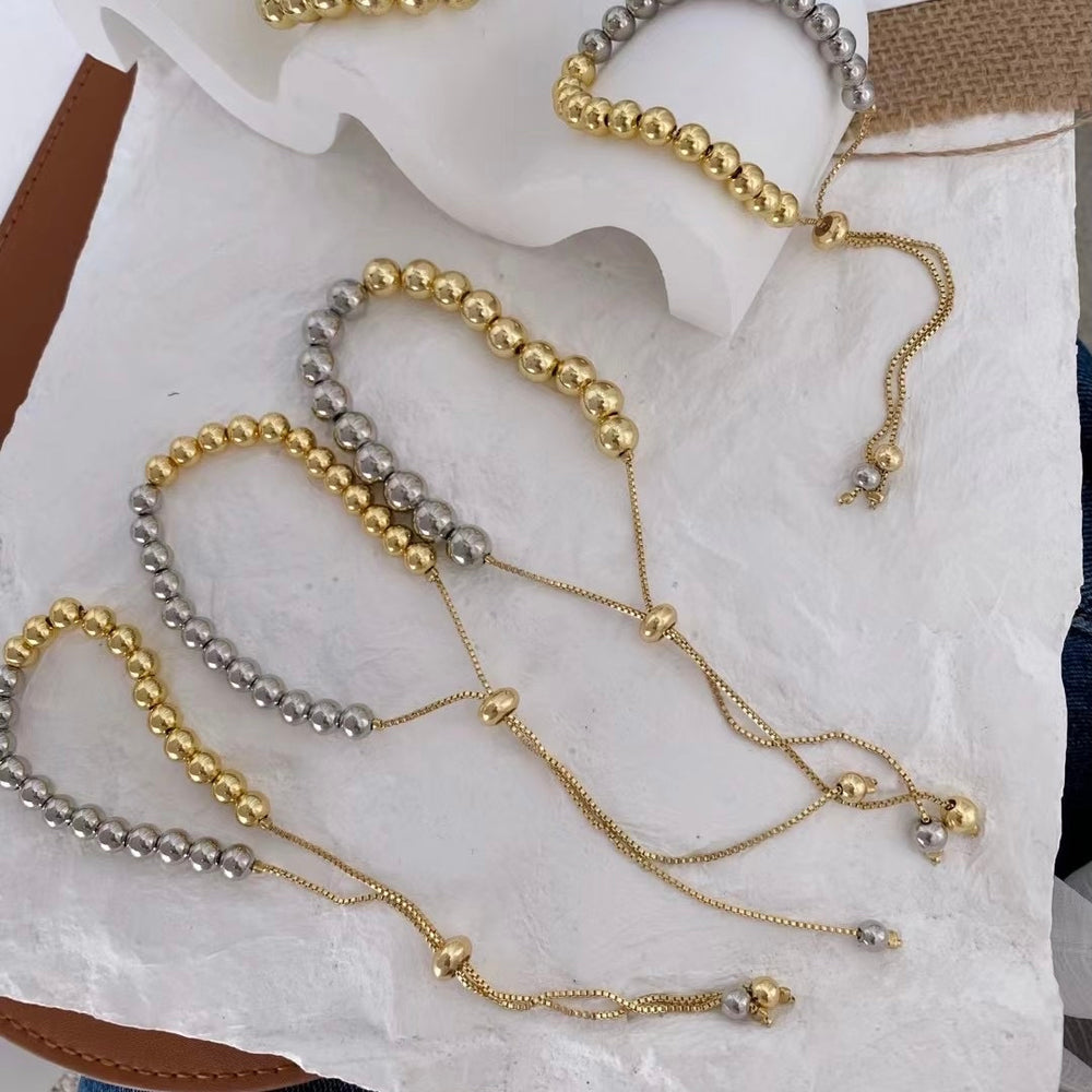 Two Tone 6mm Globe 18K Bracelet