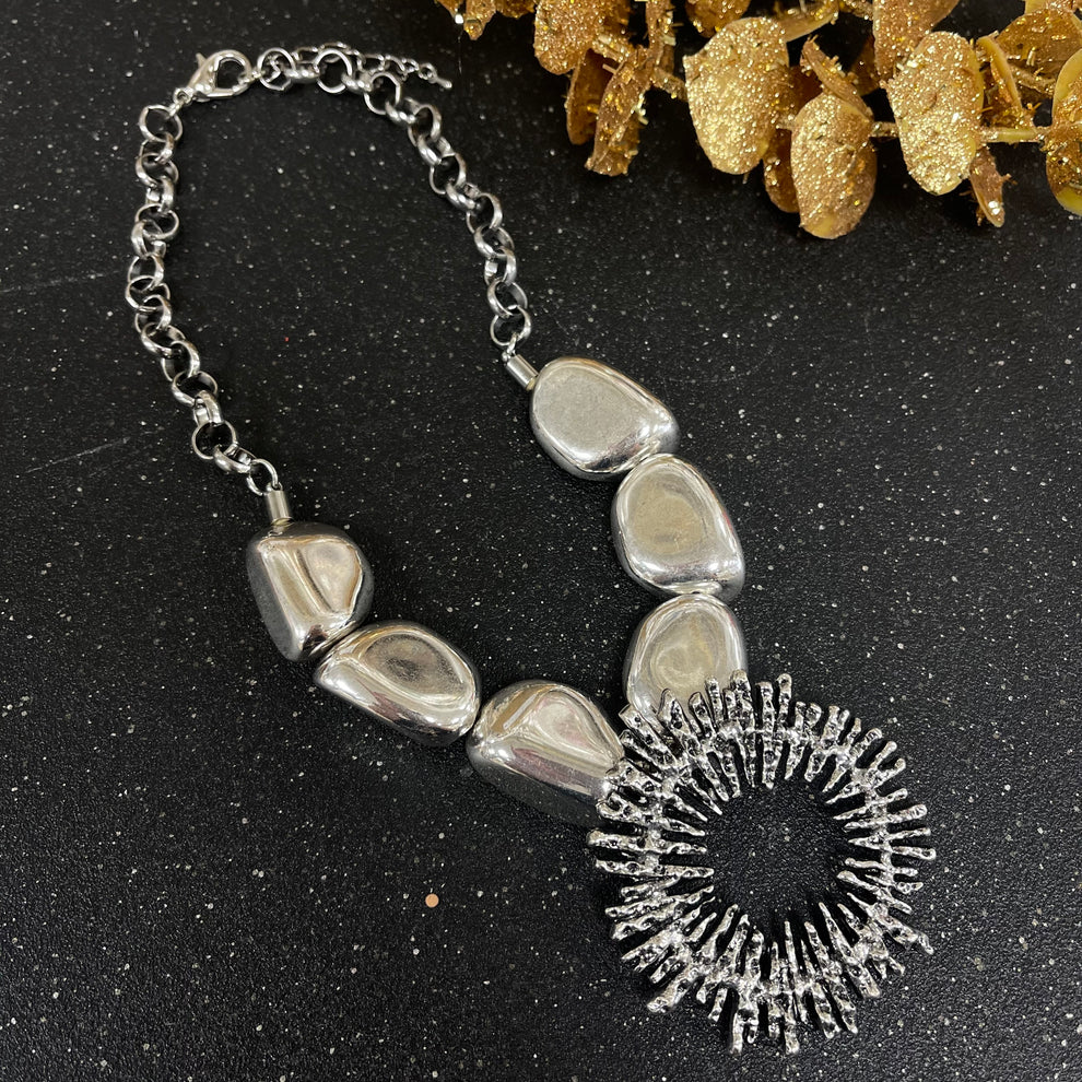 Circle in Lines Necklace (Pick Color)
