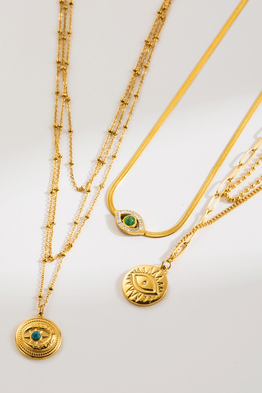 Stainless Steel Evil Eye Chain Pendant Necklace (Pick Style)