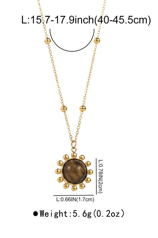 Stainless Steel Vintage Gemstone Pendant Necklace (Pick Style)