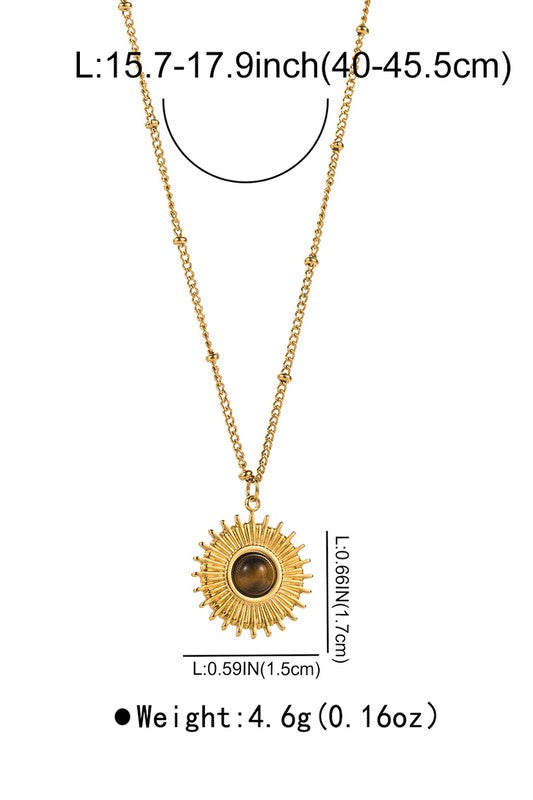Stainless Steel Vintage Gemstone Pendant Necklace (Pick Style)