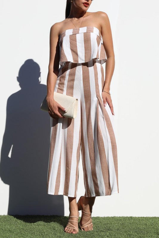 Stripes Strapless Jumpsuit