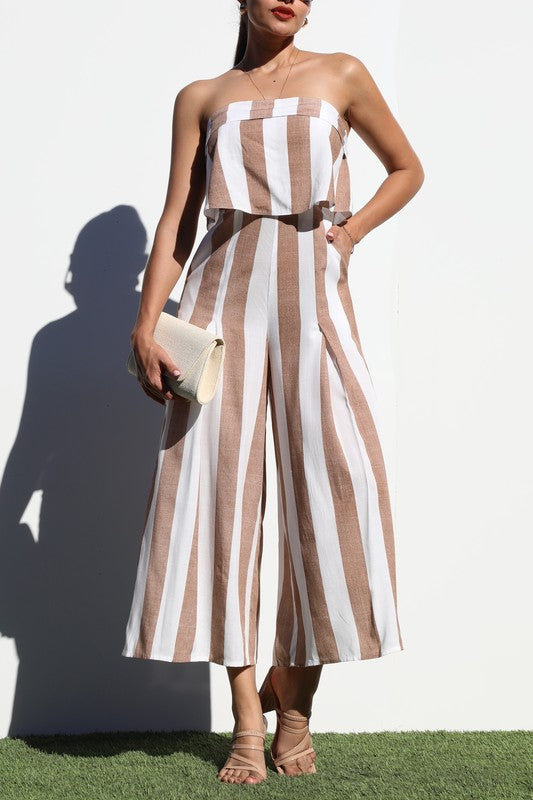 Stripes Strapless Jumpsuit