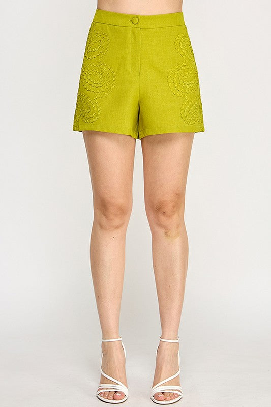 Flower Trim Detail Shorts