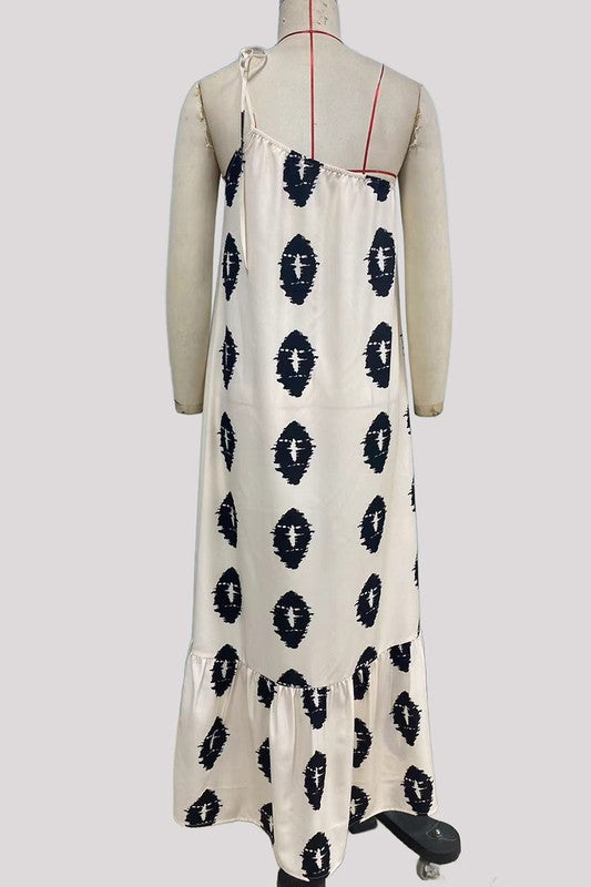 One-shoulder Printed Maxi Dress