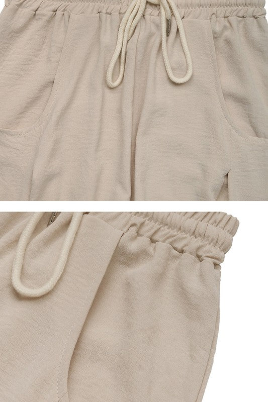 Drawstring High-waist Pants