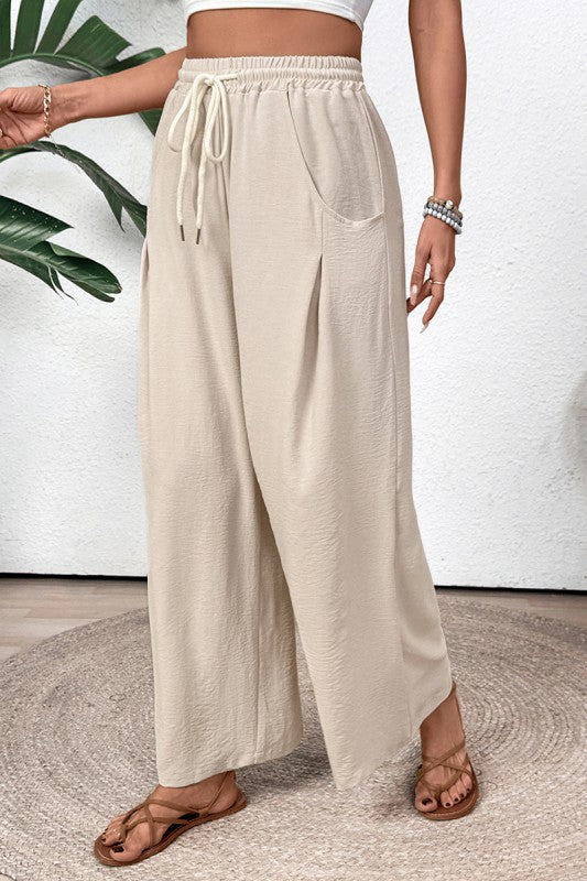 Drawstring High-waist Pants