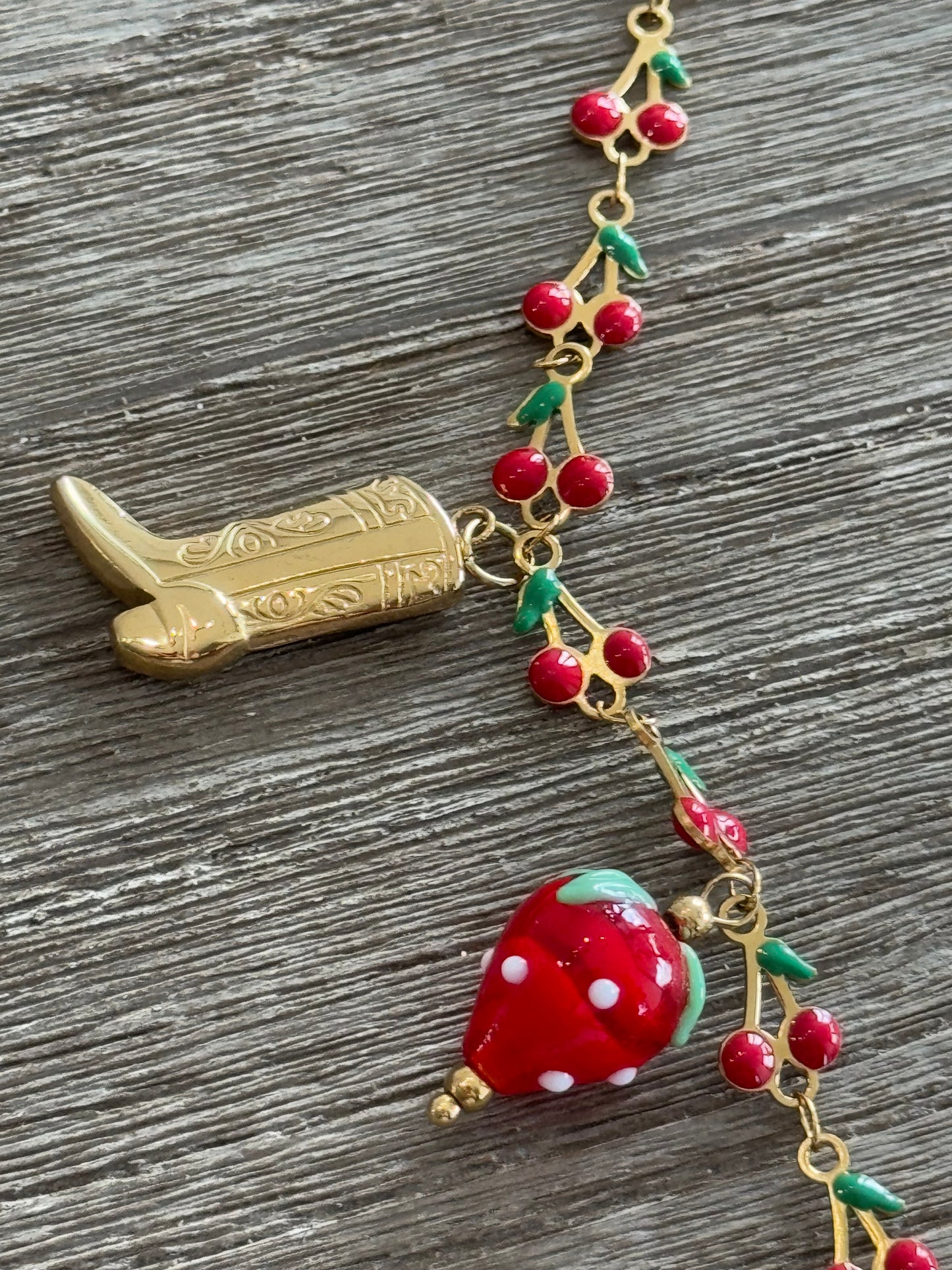 Multi Charms Cherry Necklace