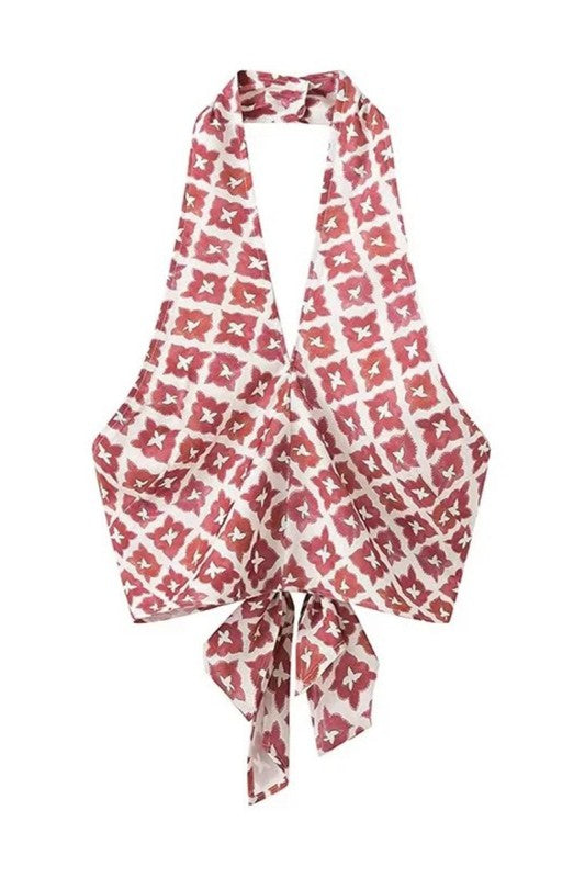 Geometric Print Strapless Skirt Set