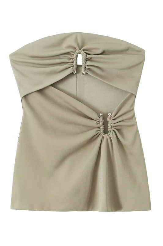 Ruched Strapless Tube Top