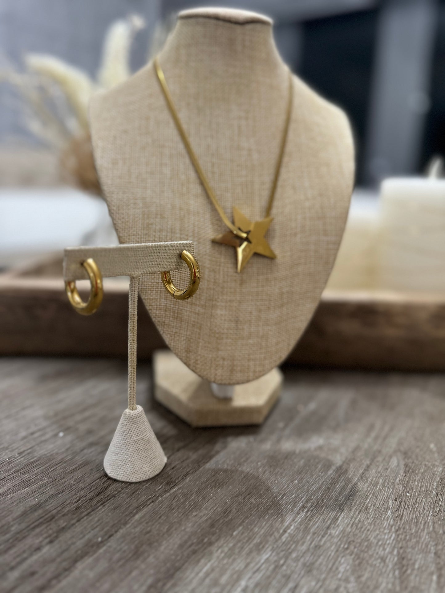Gold Chunky SS Hoop Earrings