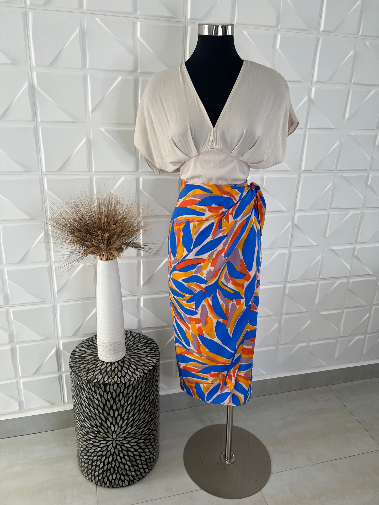 Leaf Wrap Midi Skirt (Pick Color)