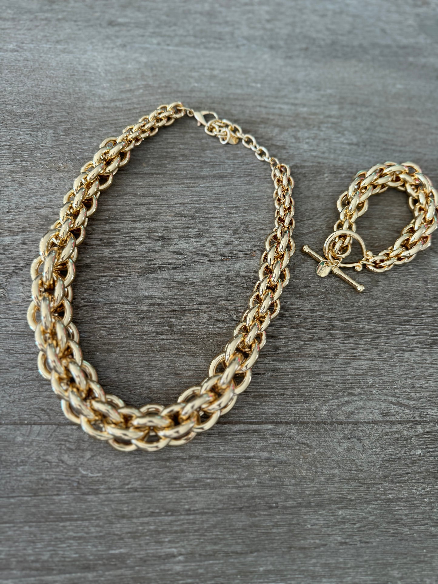 Gold Double Hoop Chain Turkish Necklace