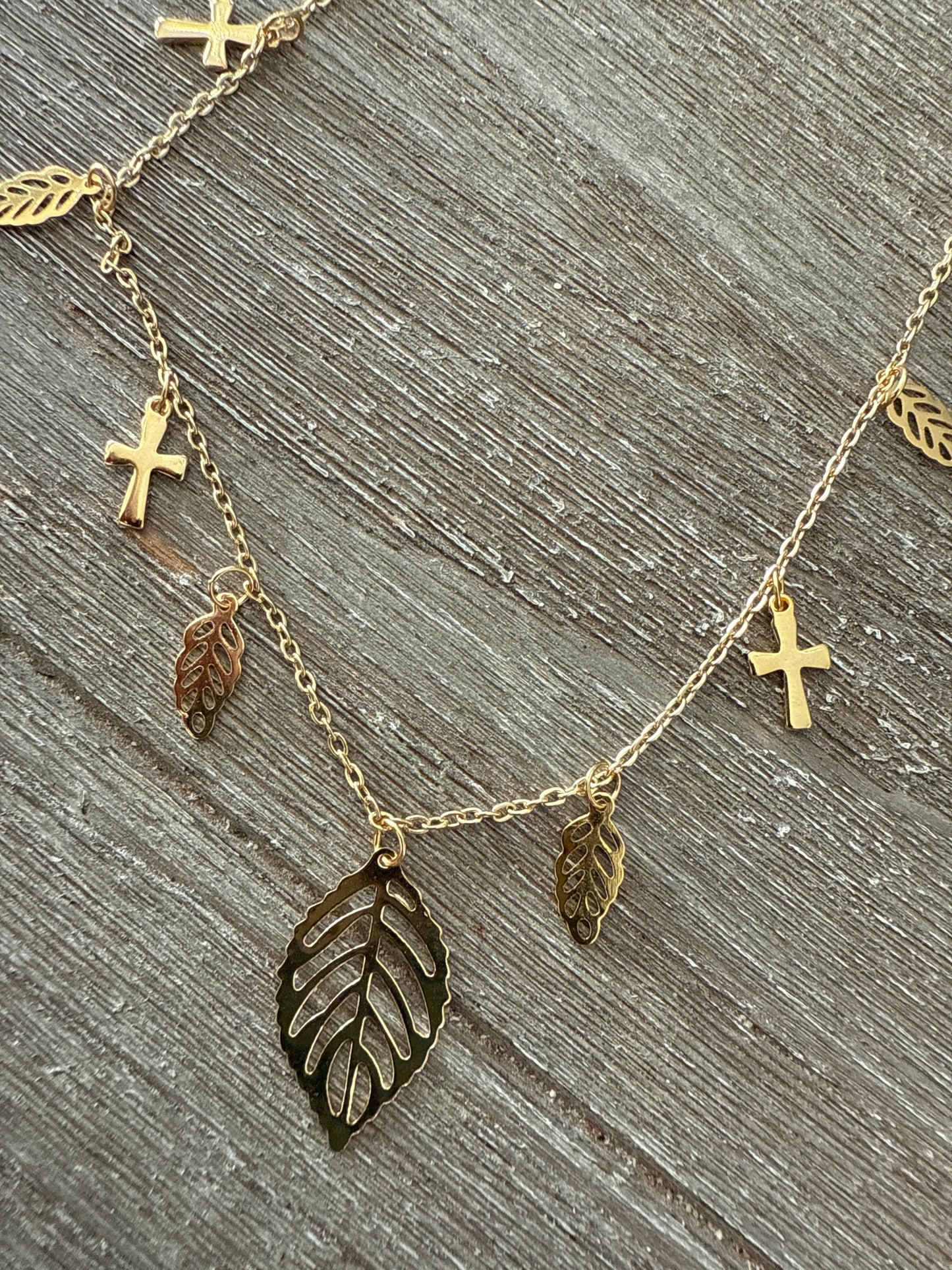 Leaves & Crosses Necklace