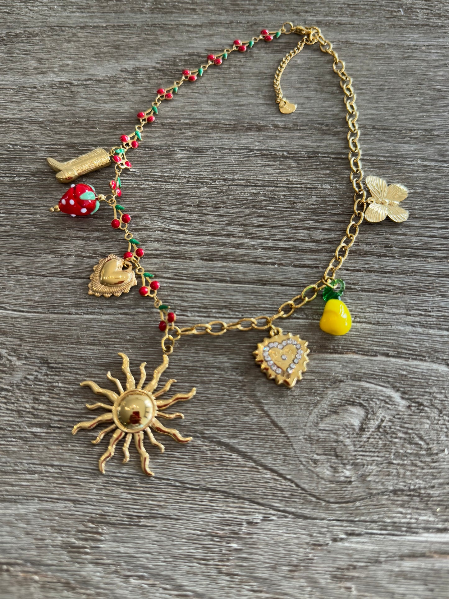 Multi Charms Cherry Necklace