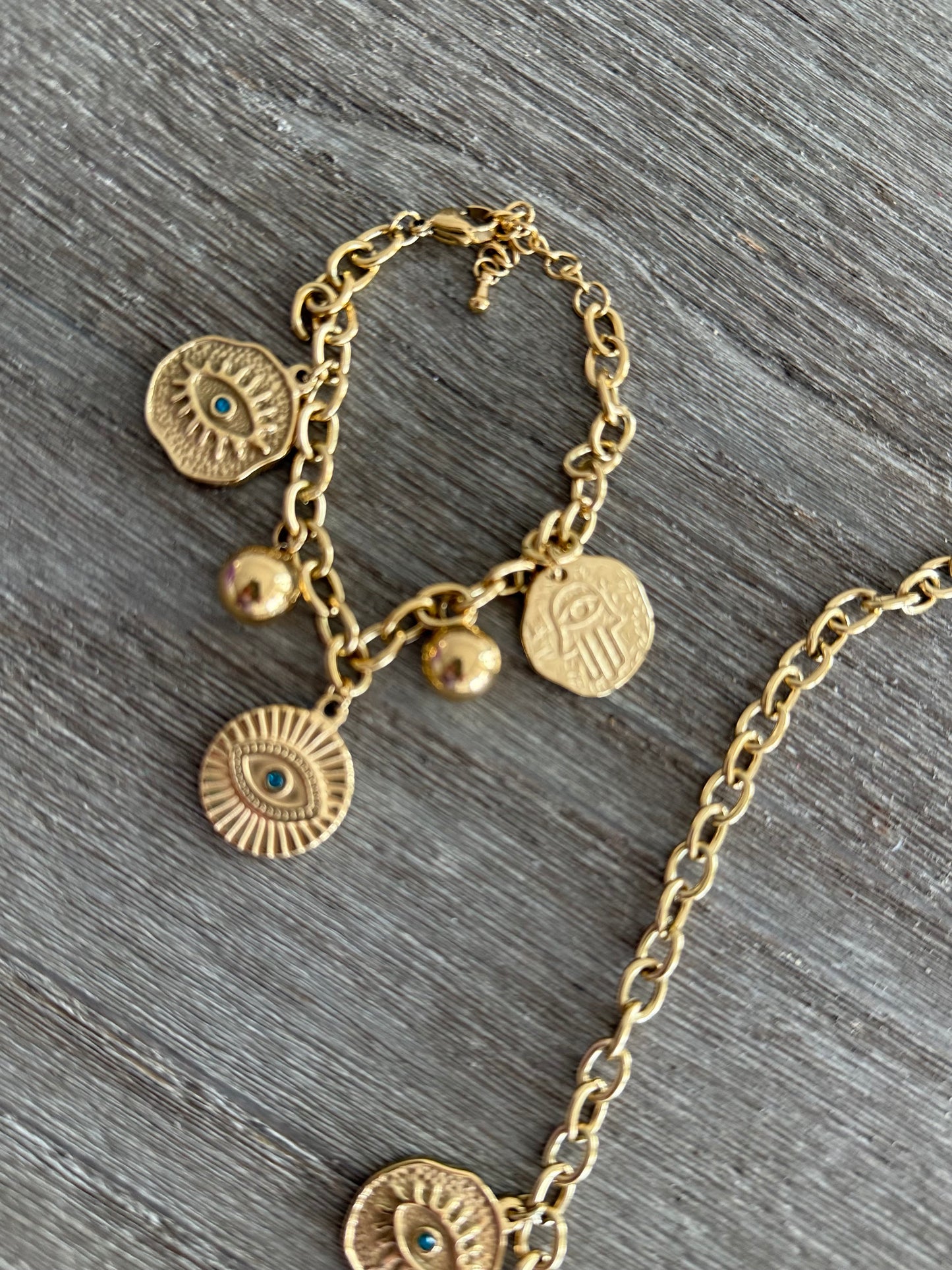 Evil Eye Necklace & Bracelet Set