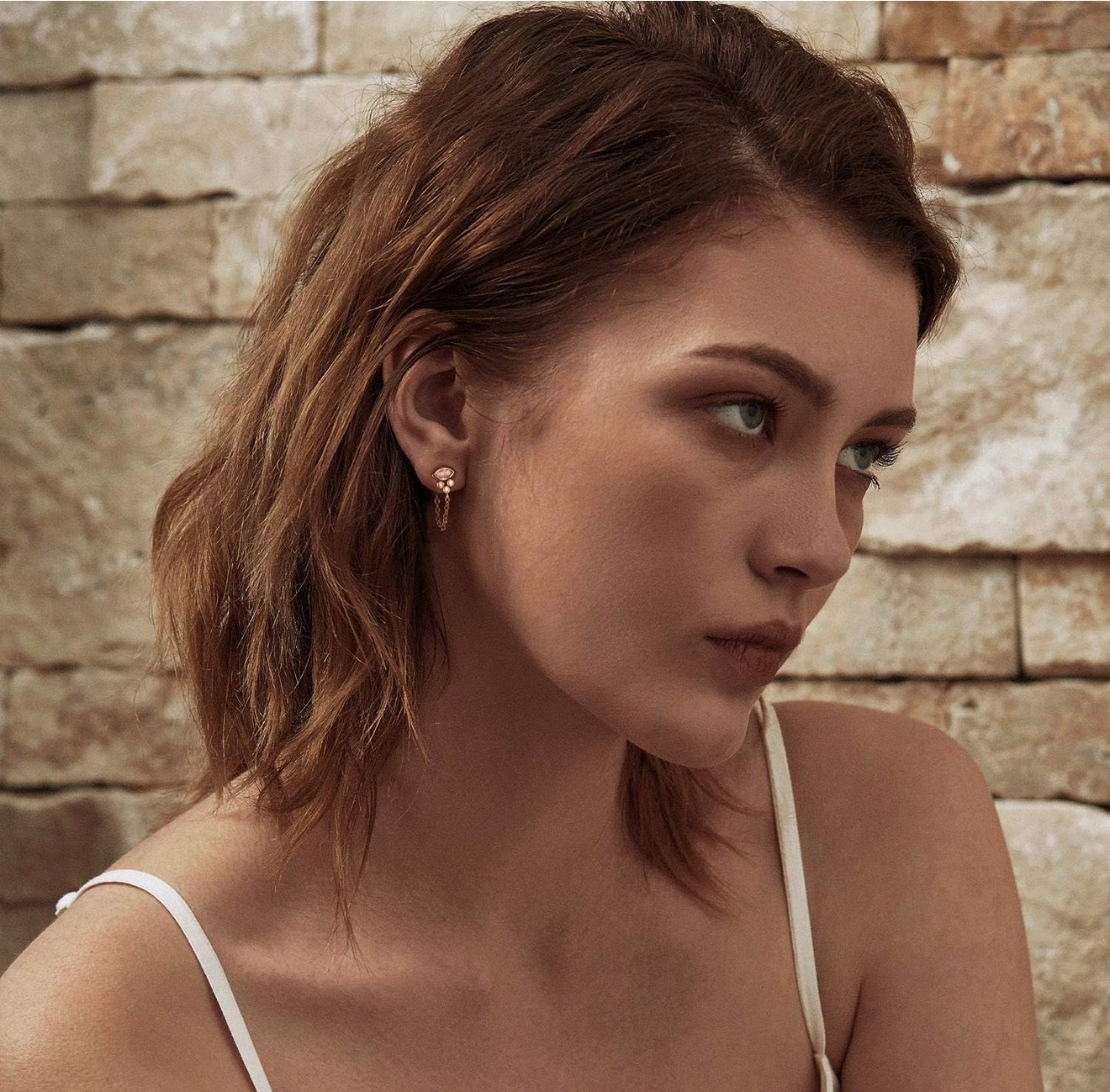 Eye chain hoop earrings