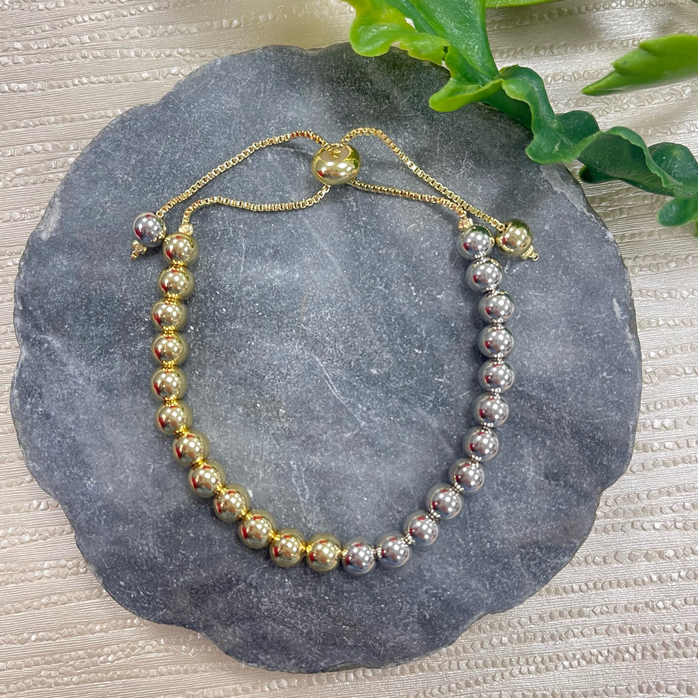 Two Tone 6mm Globe 18K Bracelet