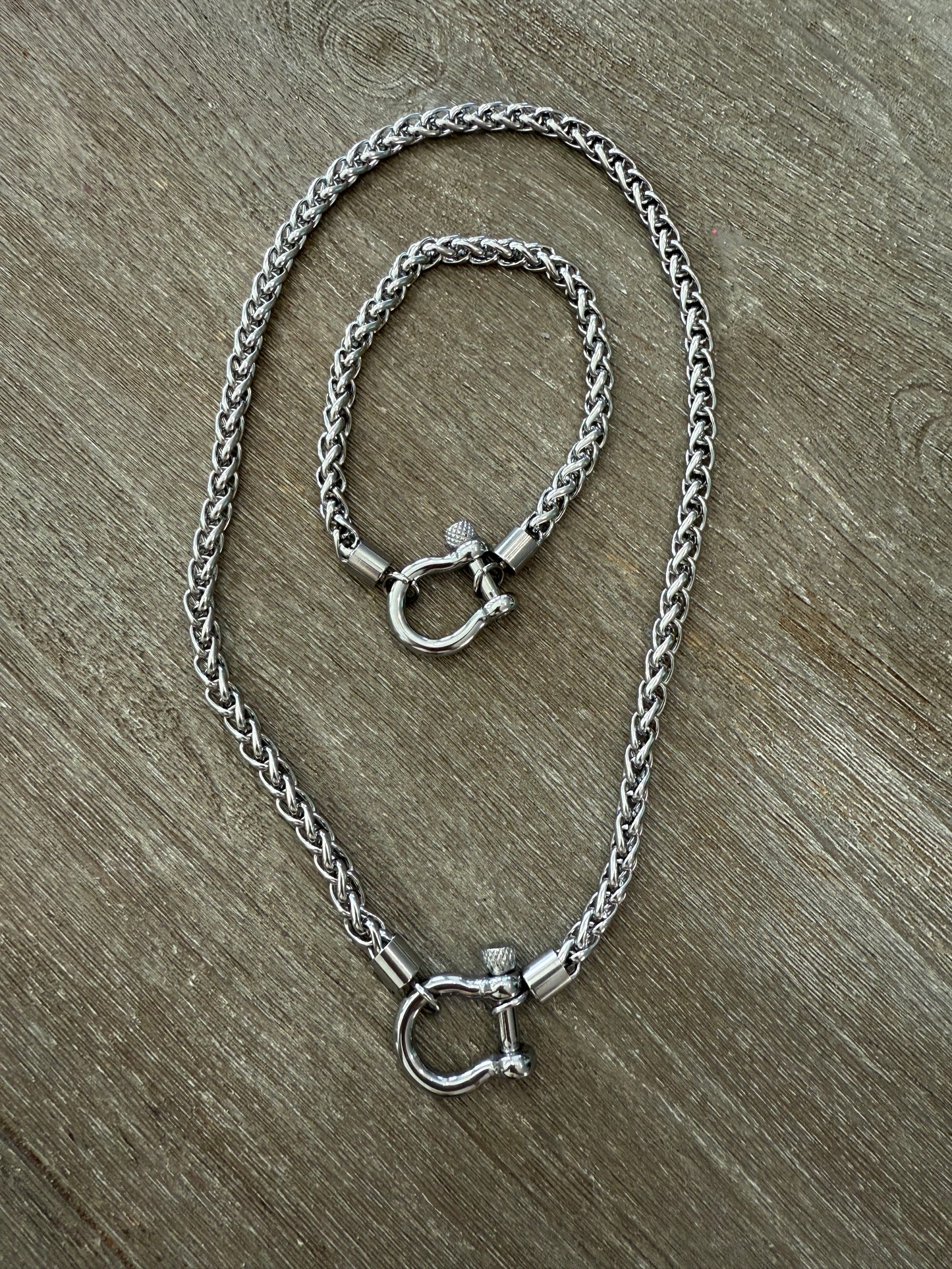 Chunky Heavy Screw Anchor Necklace & Bracelet Set