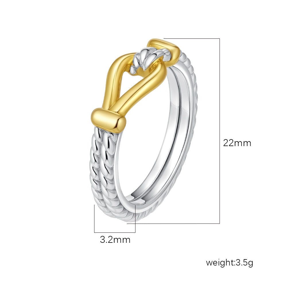 DY Inspired Two Tones Ring (pick style)