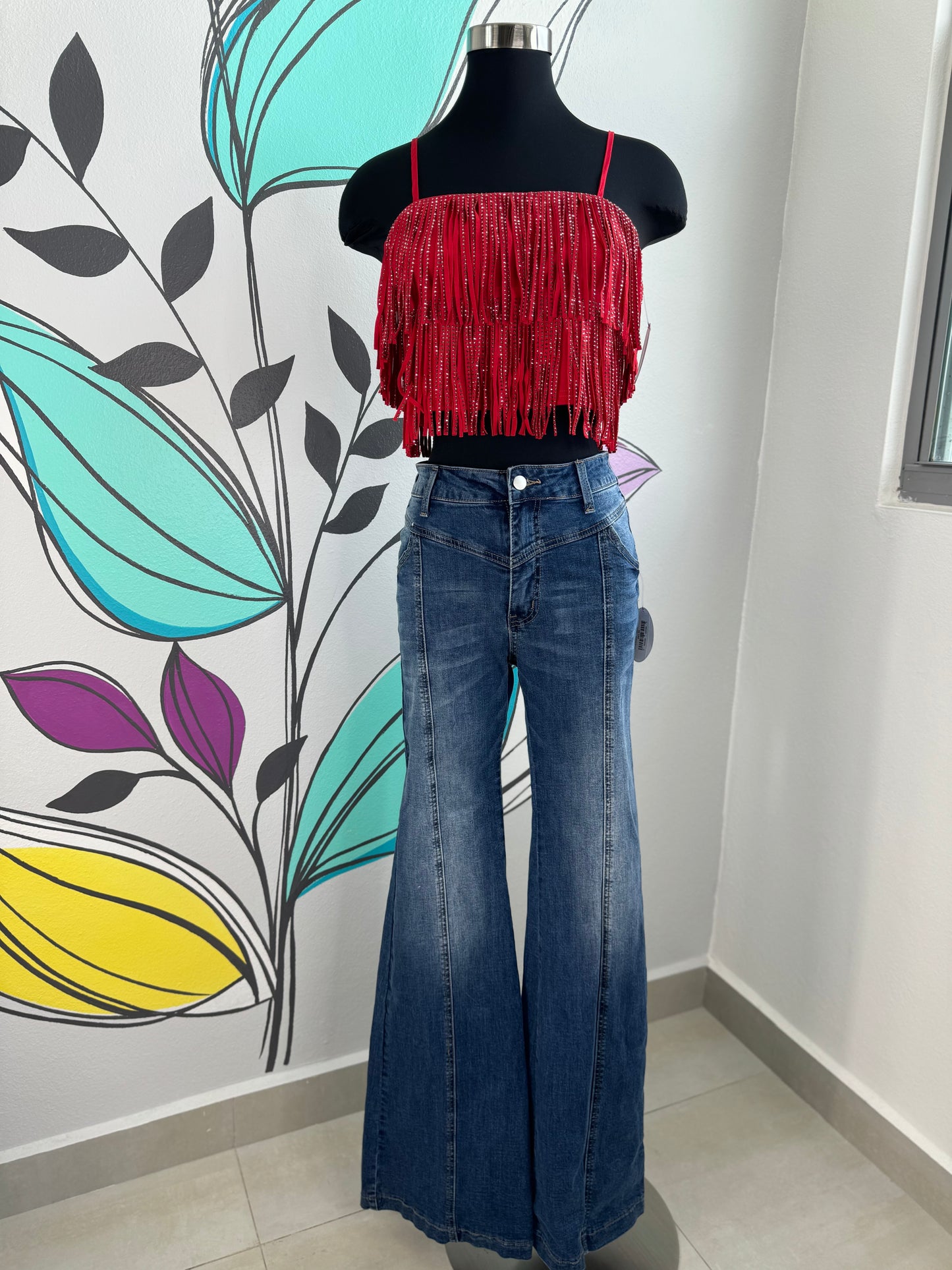 Fringe Sequin Crop Top