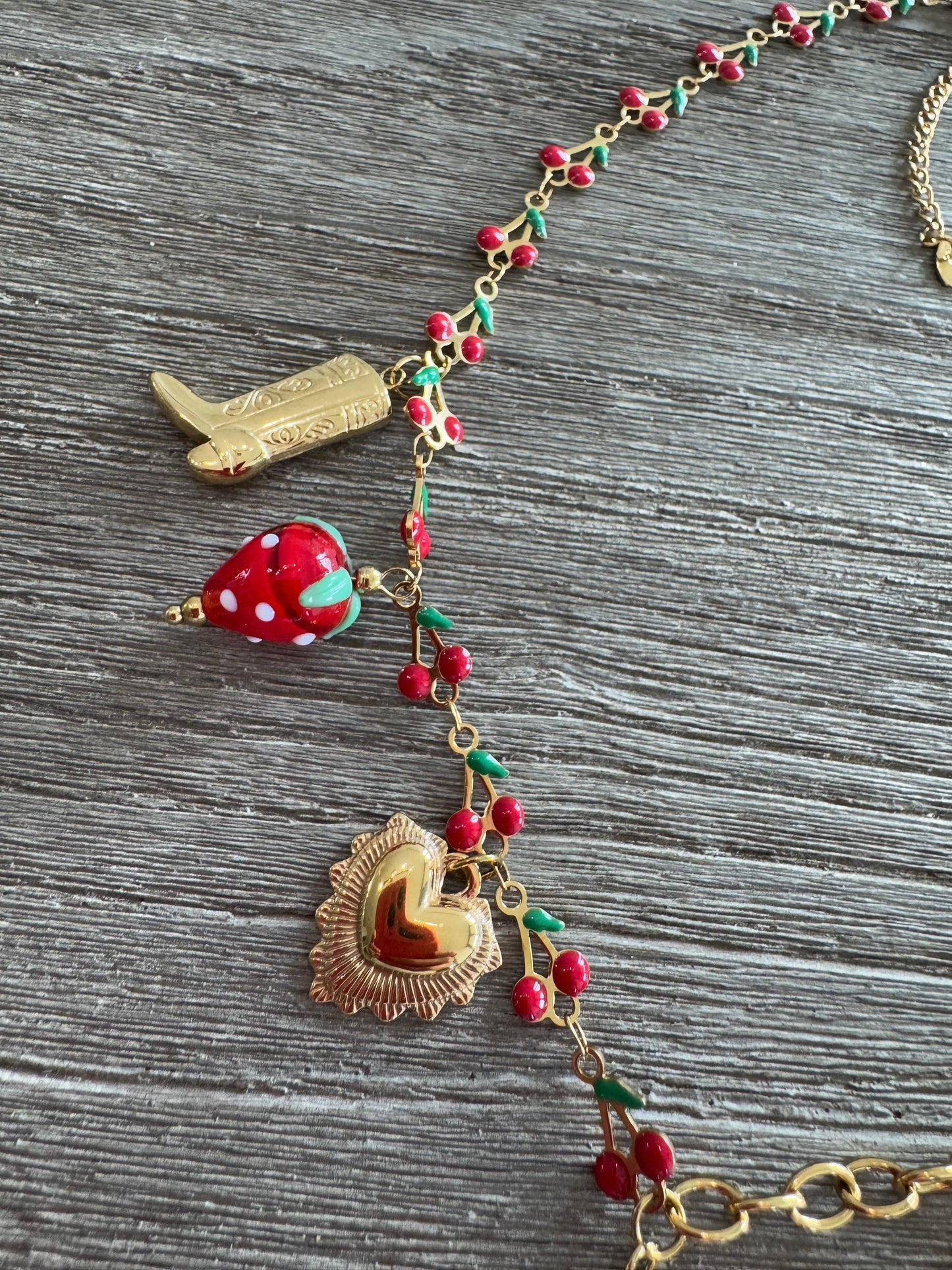 Multi Charms Cherry Necklace