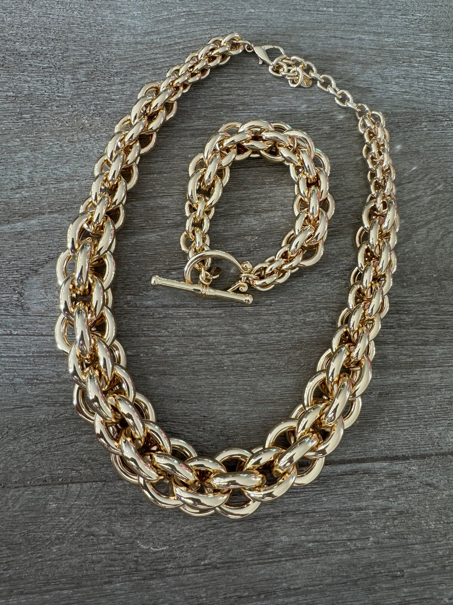 Gold Double Hoop Chain Turkish Bracelet