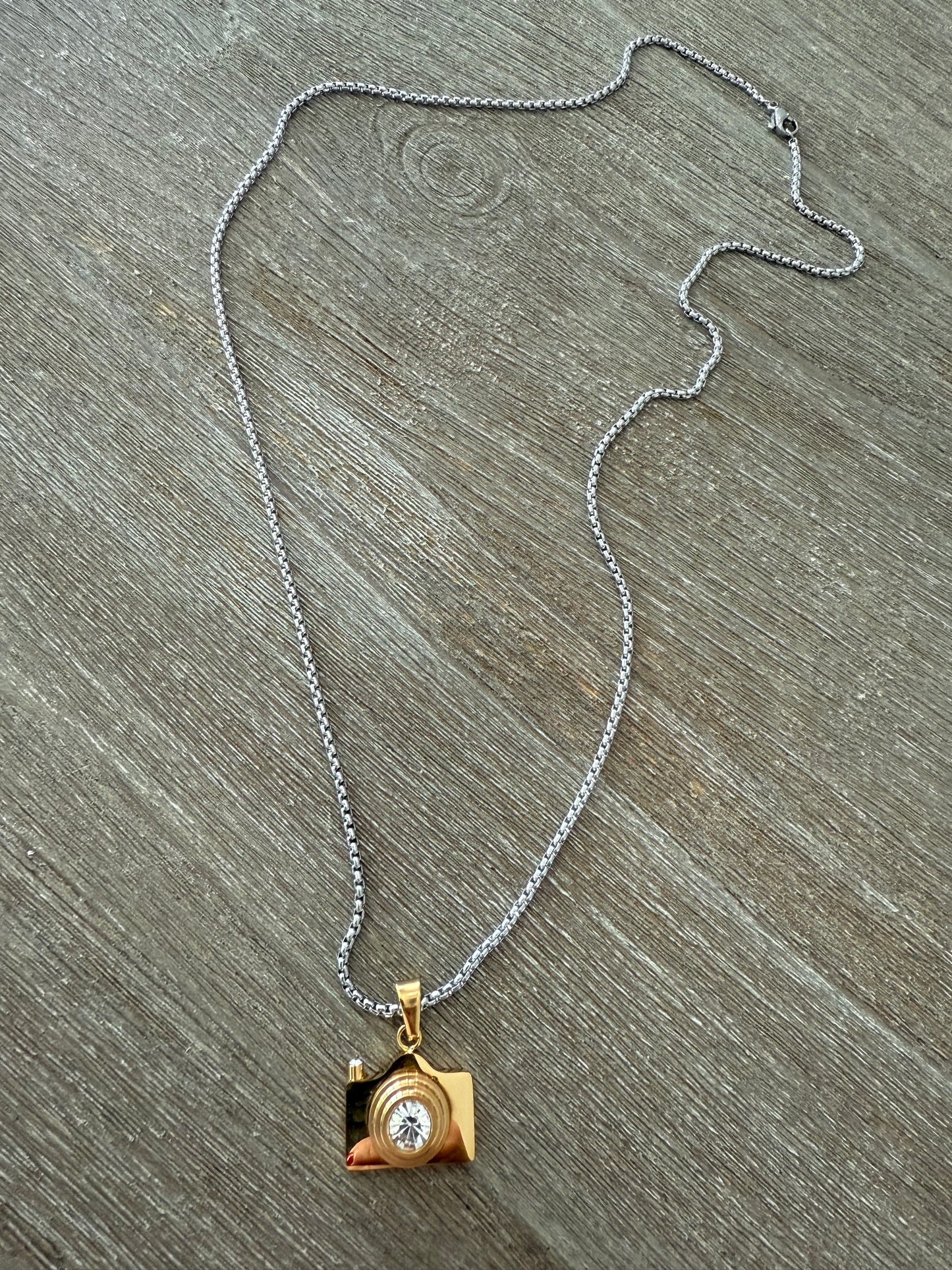 2 Tones Camera SS Necklace