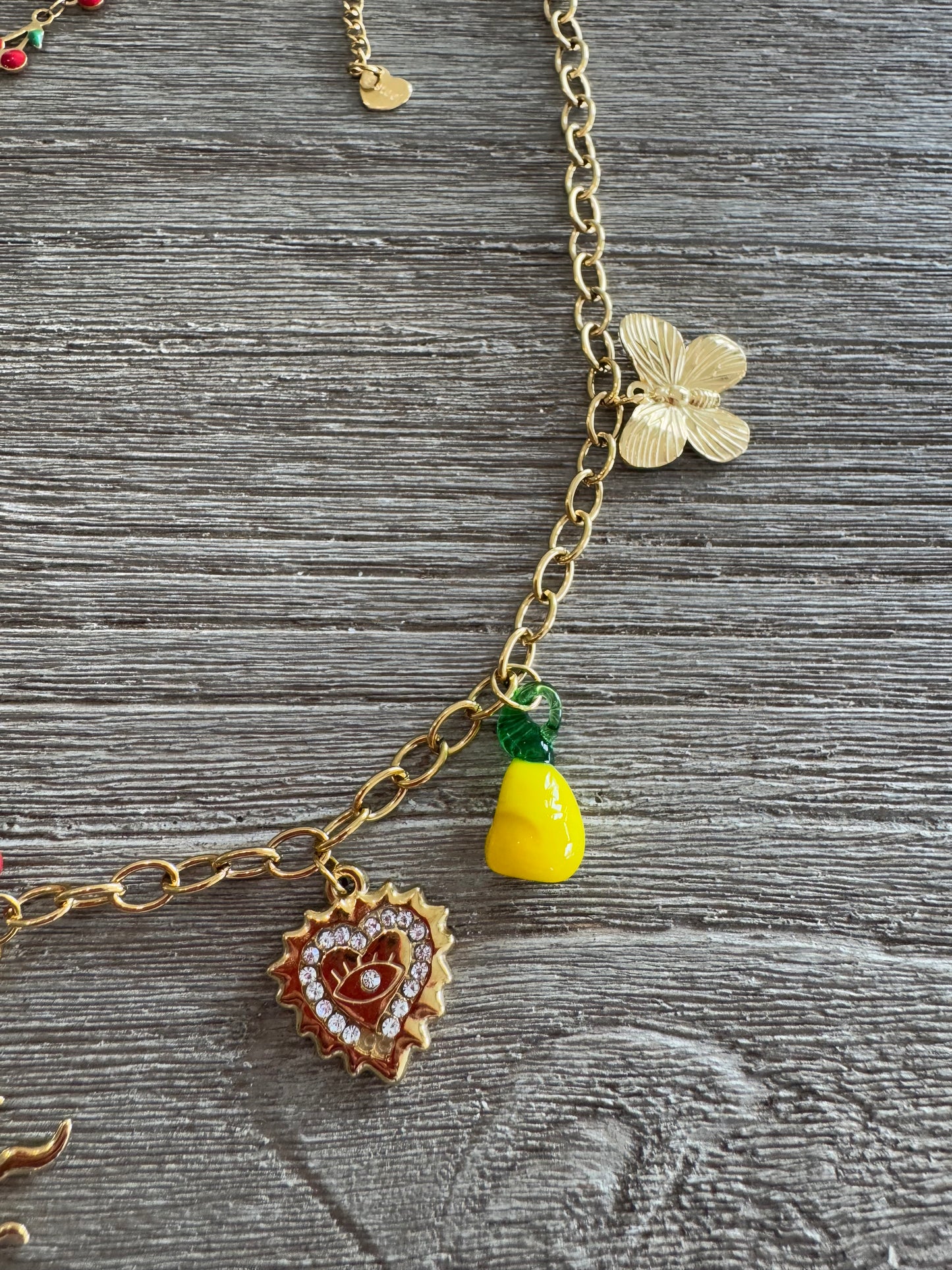 Multi Charms Cherry Necklace