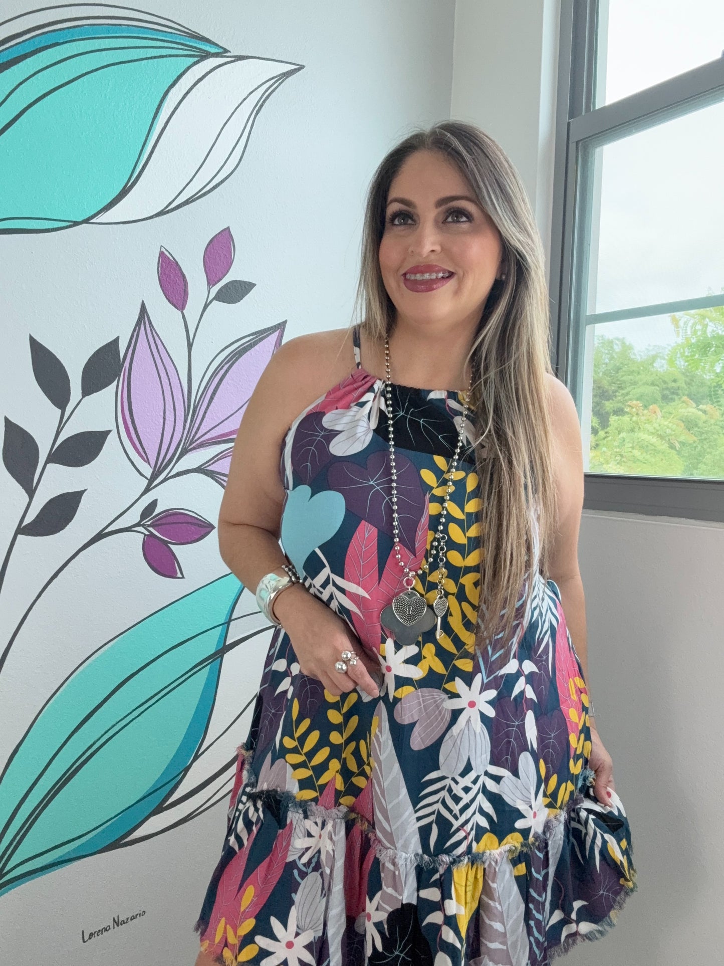 Tropical Print One Size short Dress
