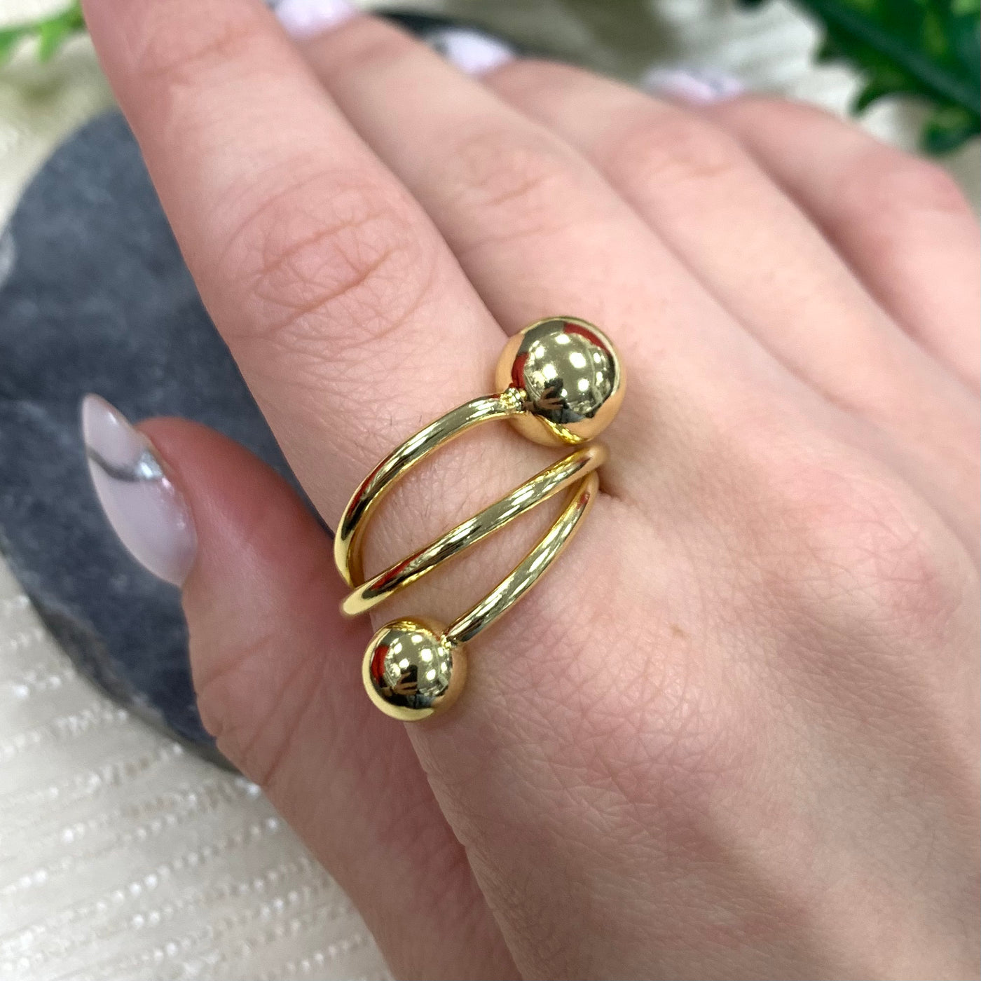 Two Globe Cross Gold Turkish Ring