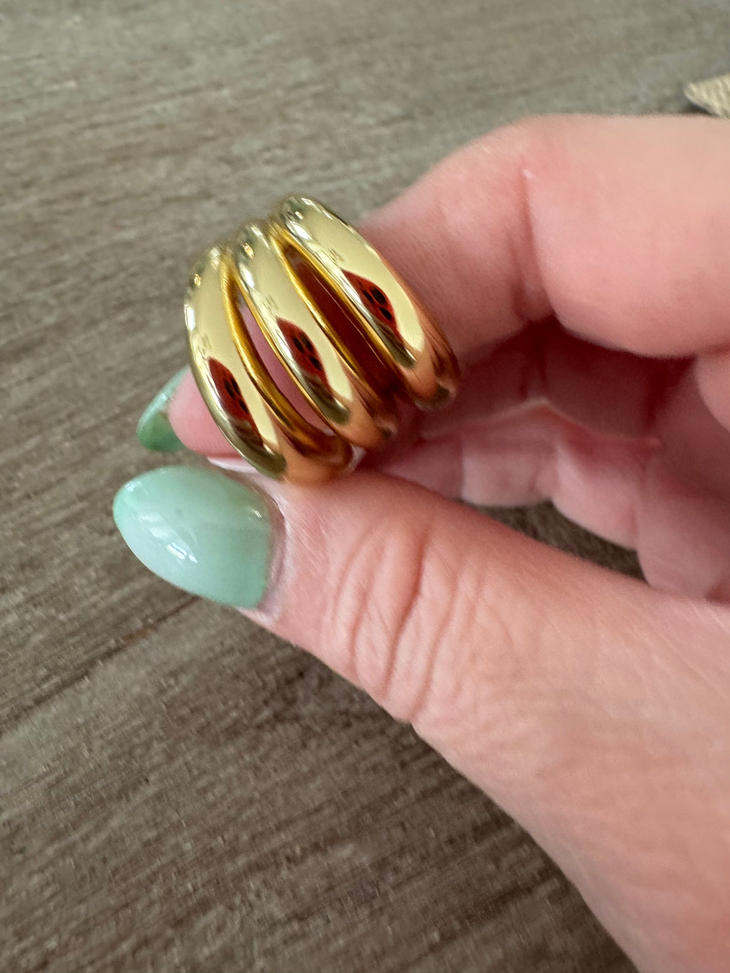 Three Lines Gold Turkish Ring