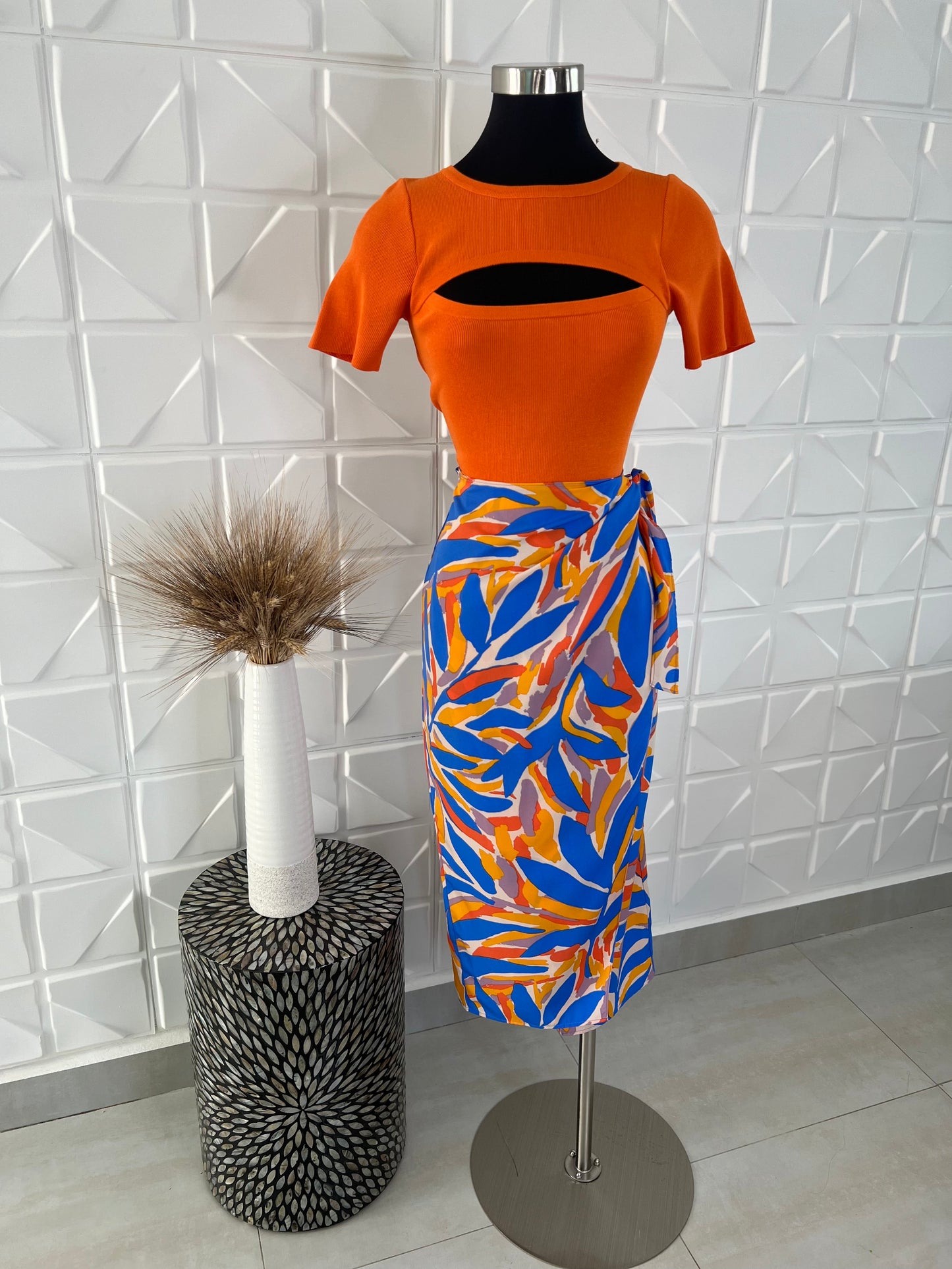 Leaf Wrap Midi Skirt (Pick Color)