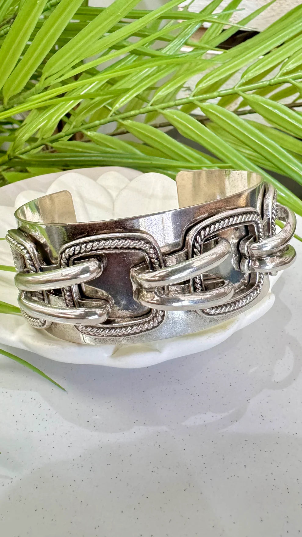 Cuff Chain Silver Bracelet