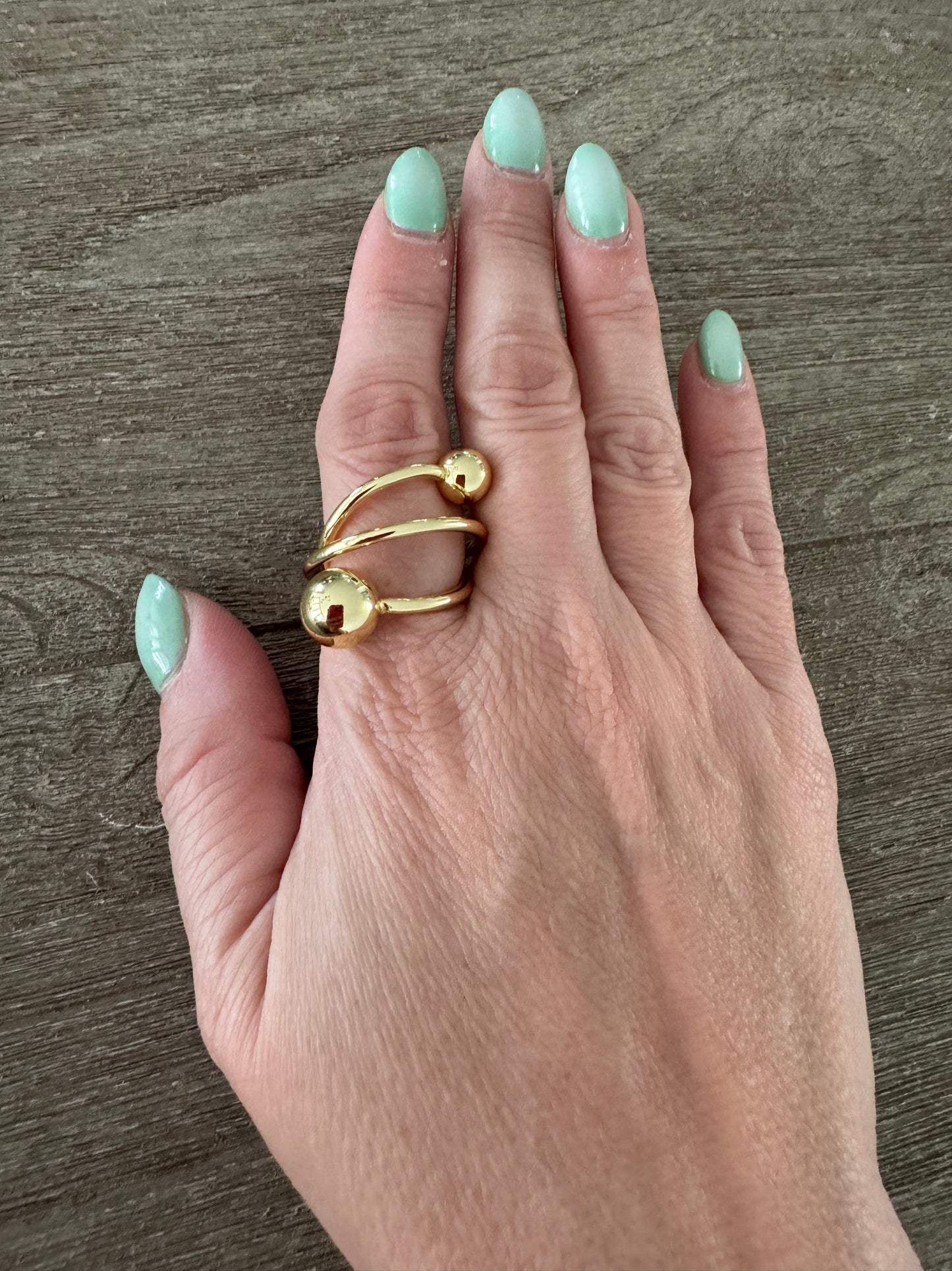 Two Globe Cross Gold Turkish Ring