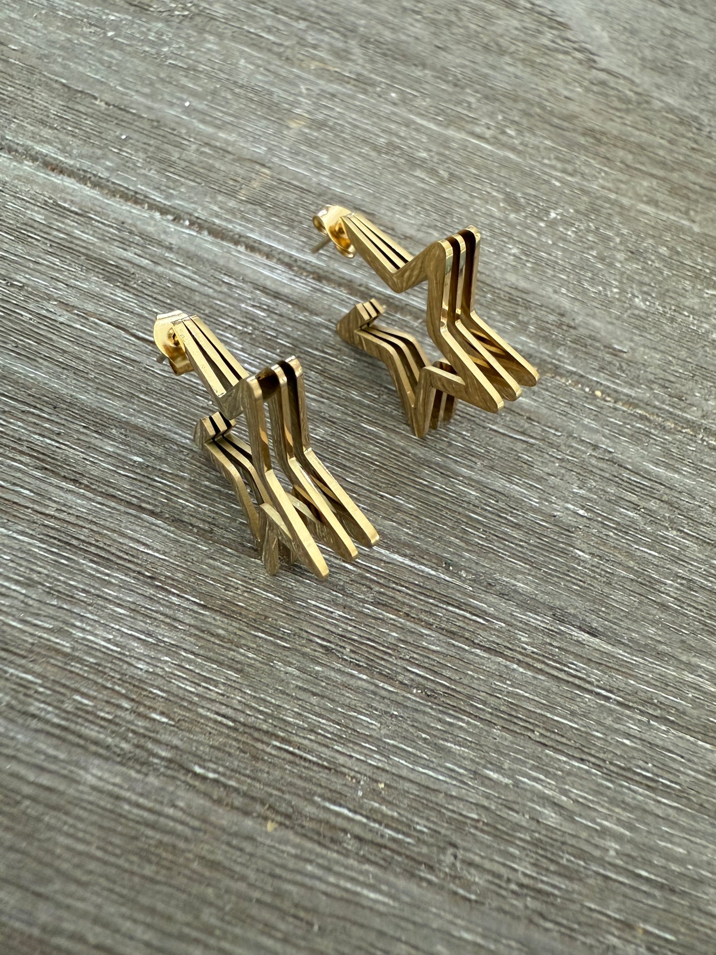 Triple Star SS Earrings