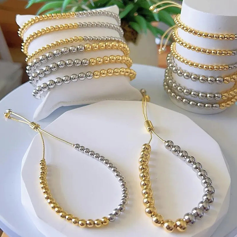Two Tone 6mm Globe 18K Bracelet