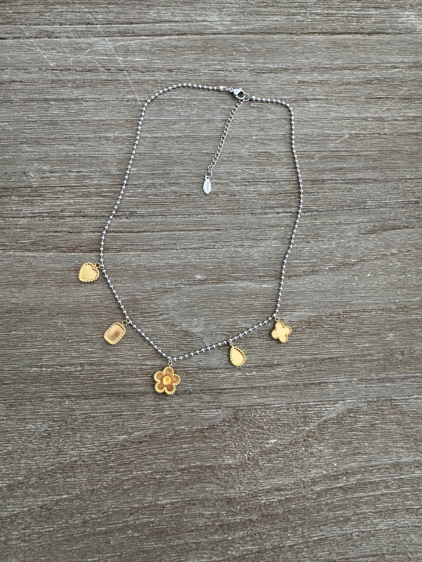 Multi Charms Two Tones Necklace
