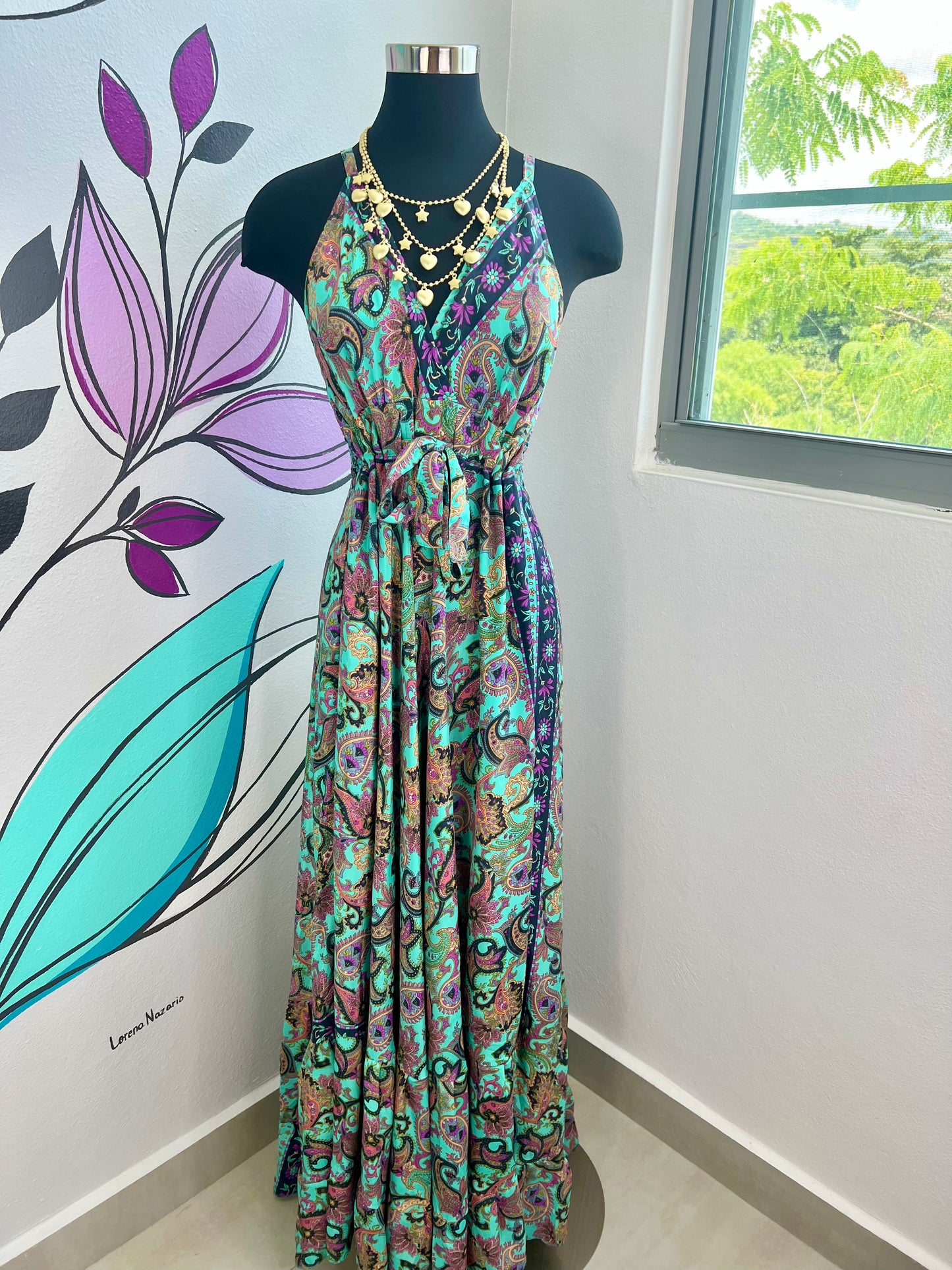 Paisley Print Boho Maxi Dress