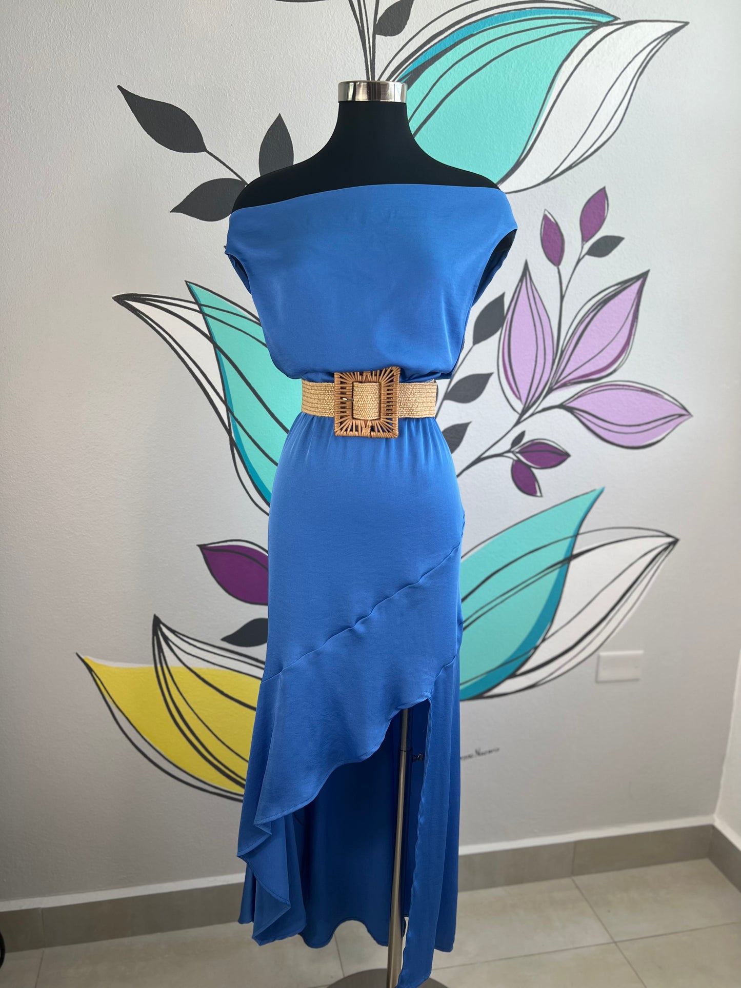 Cowl Neck Silk Draped Maxi Dress