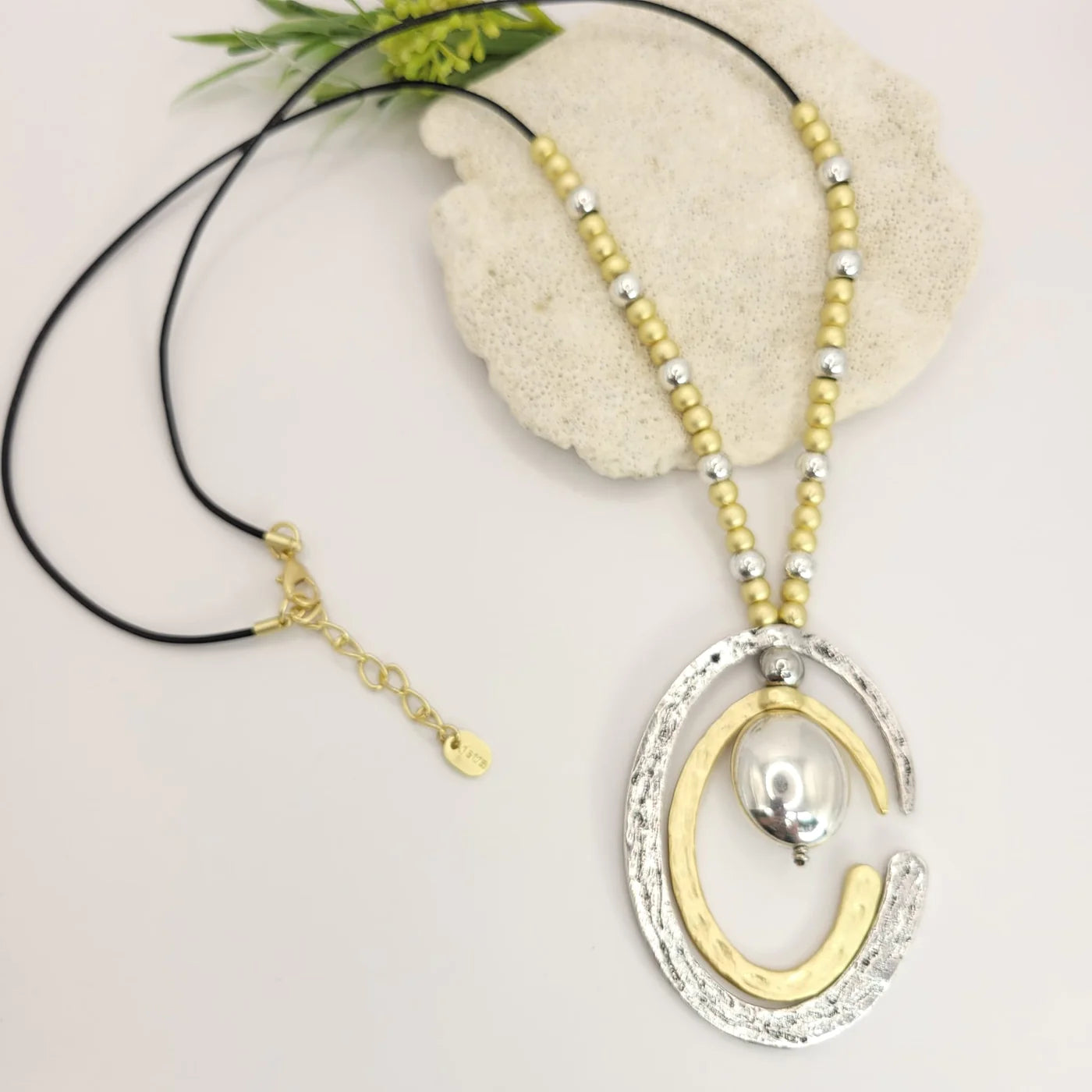 Two Tone With Black Cord Turkish Necklace