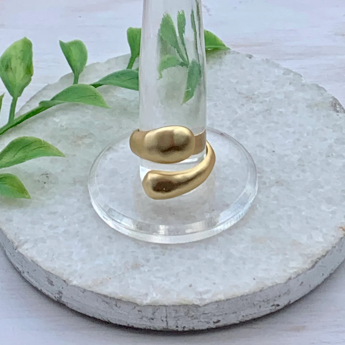 Drop Shape Gold Turkish Ring
