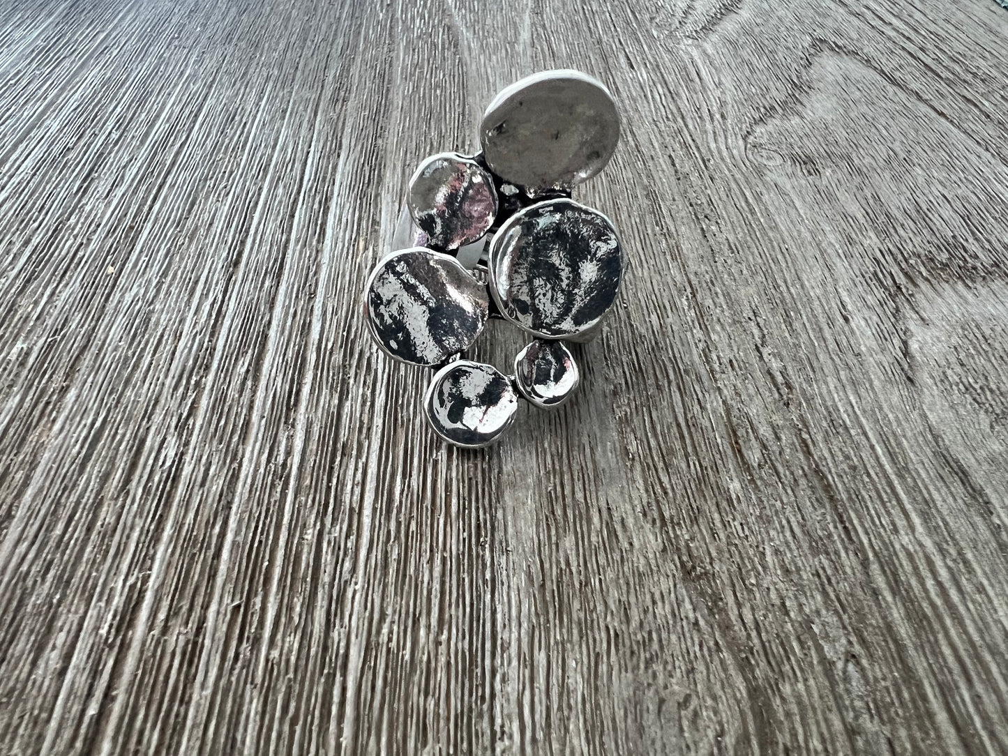 Pasted Circles Silver Turkish Ring