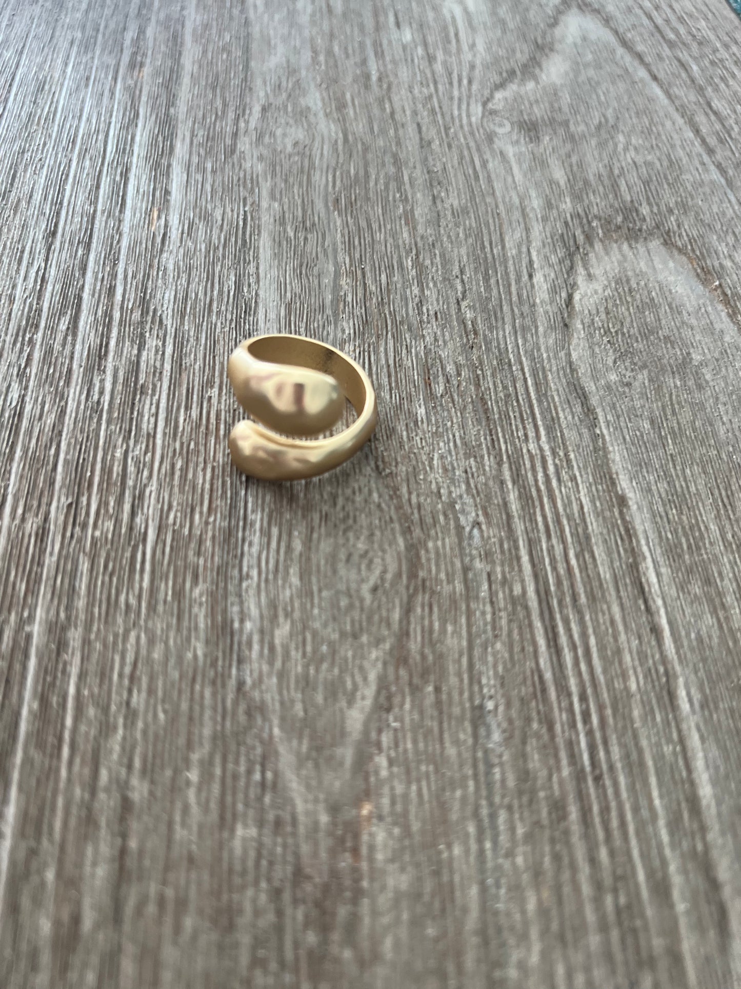 Drop Shape Gold Turkish Ring