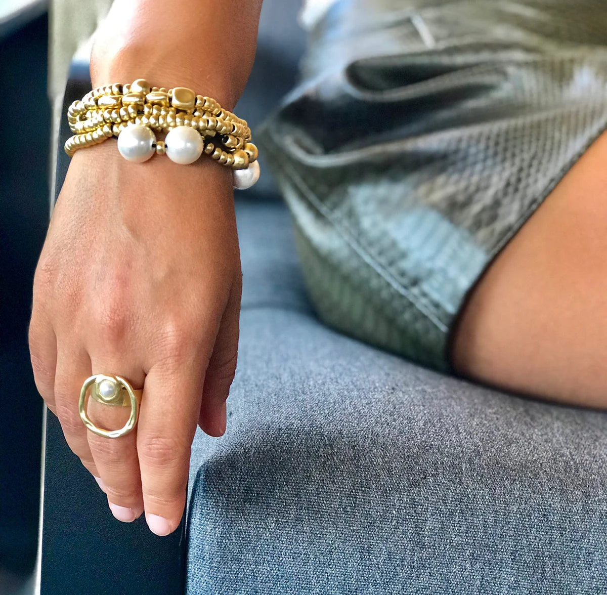 Gold Plated Beads With Pearl Turkish Bracelet
